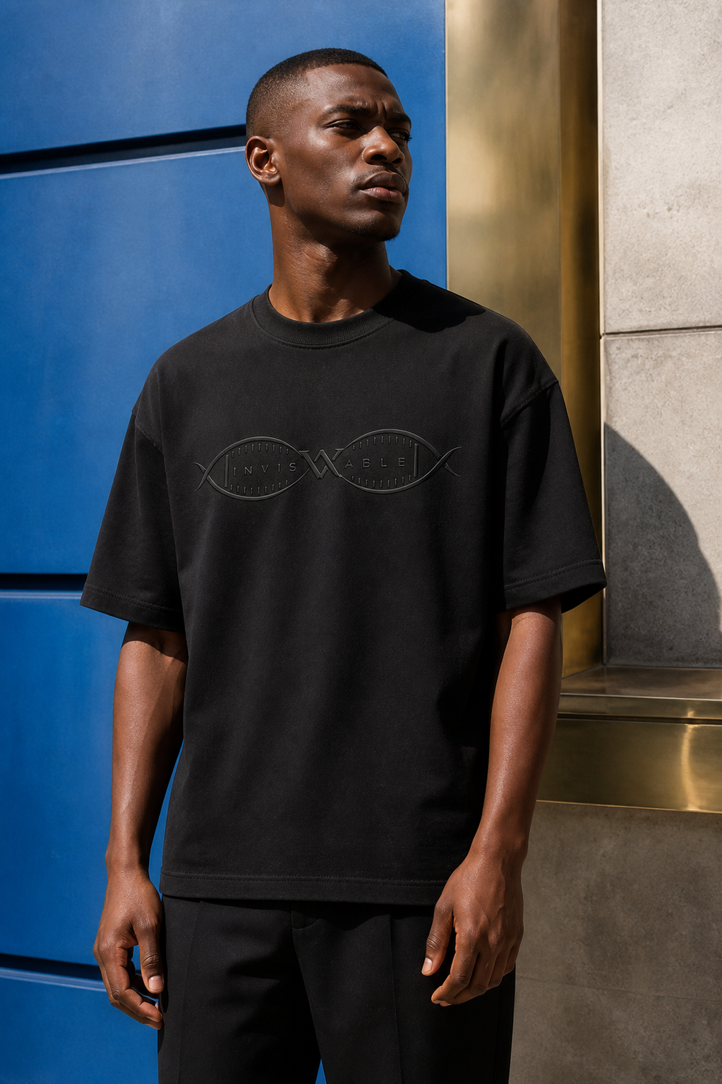 Model wearing the INVISABLE Life DNA Blaster Tee